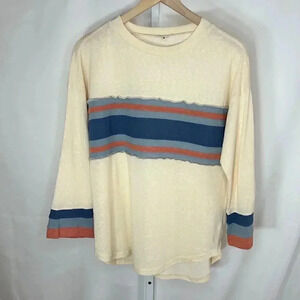 JODIFL Size Small Shirt Long Sleeve Striped Top Blouse Casual Comfort Blue